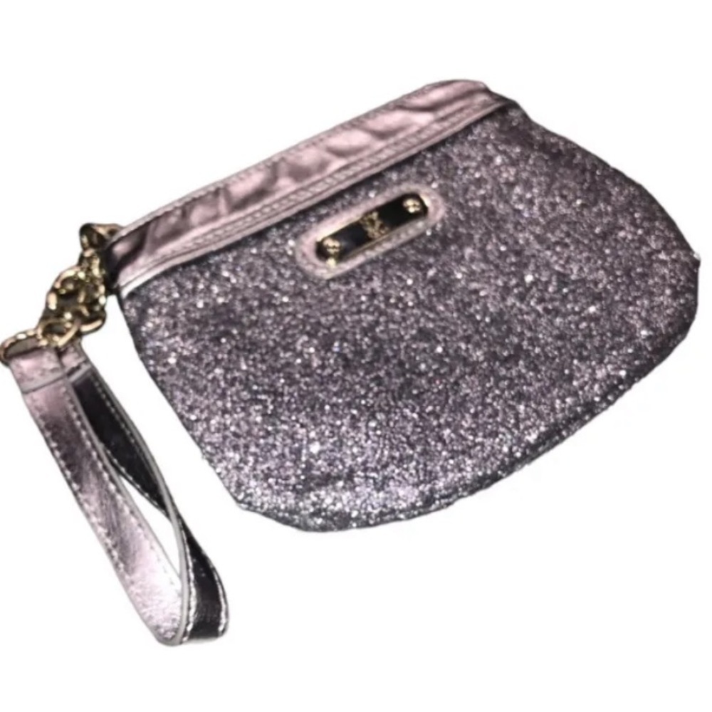 NY & C New York & Company Small Purple Gray Glitter Iridescent Wristlet Clutch